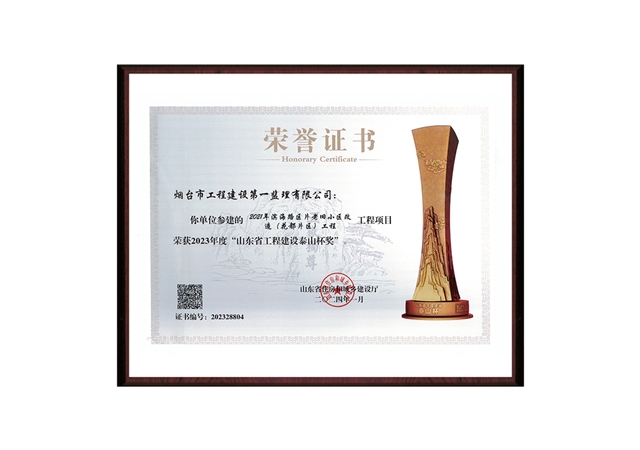 “2021年滨海路区片老旧小区改造（花都片区）”2023年山东省工程建设泰山杯奖
