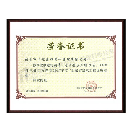 越秀星汇金沙三期--2017年度山东省建筑工程优质结构
