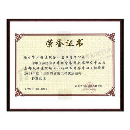 万华化学集团全球研发中心及总部基地建设项目--行政及商务中心-2018年度“山东省建筑工程优质结构”